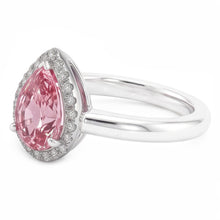 Afbeelding in Gallery-weergave laden, 1,26 ct roze saffier peer &amp; ronde Natuurlijke echte diamanten ( niet in een laboratorium gekweekt ) verlovingsring
