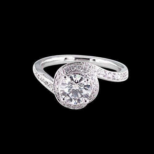 1,38 Karaat Ronde Echt Diamanten Antieke Stijl Trouwring Wit Goud 14K