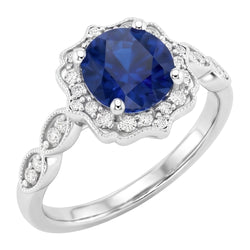 1,4 ct ronde geslepen Sri Lanka saffier edelsteen ring