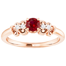 Afbeelding in Gallery-weergave laden, 1,40 karaat roségouden 14K Natuurlijke echte diamanten ( niet in een laboratorium gekweekt ) ronde robijn ring
