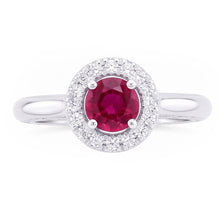 Afbeelding in Gallery-weergave laden, 1,5 ct ronde geslepen rode saffier Natuurlijke echte diamanten ( niet in een laboratorium gekweekt ) ring wit goud
