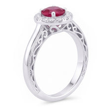 Afbeelding in Gallery-weergave laden, 1,5 ct ronde geslepen rode saffier Natuurlijke echte diamanten ( niet in een laboratorium gekweekt ) ring wit goud
