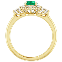 Afbeelding in Gallery-weergave laden, 1,50 karaat Natuurlijke echte diamanten ( niet in een laboratorium gekweekt ) ronde groene smaragd ring tweekleurig goud 14K
