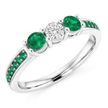 Afbeelding in Gallery-weergave laden, 1,50 karaat smaragd en Natuurlijke echte diamanten ( niet in een laboratorium gekweekt ) ring wit goud 14K
