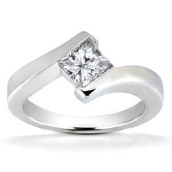 1,50 Ct Prinses Geslepen Bezel Set Echt Diamanten Verlovingsring