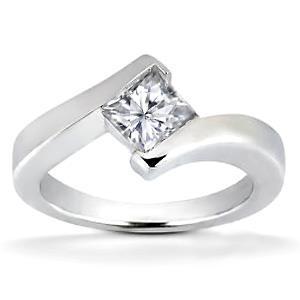 1,50 Ct Prinses Geslepen Bezel Set Echt Diamanten Verlovingsring