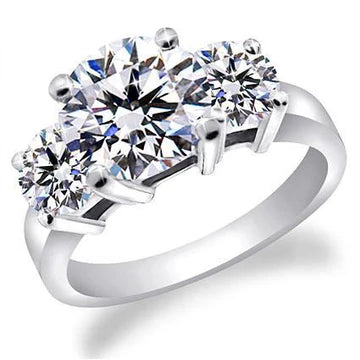1,50 Ct Rond Geslepen Echt Diamanten Ring Met Drie Stenen Wit Goud 14K