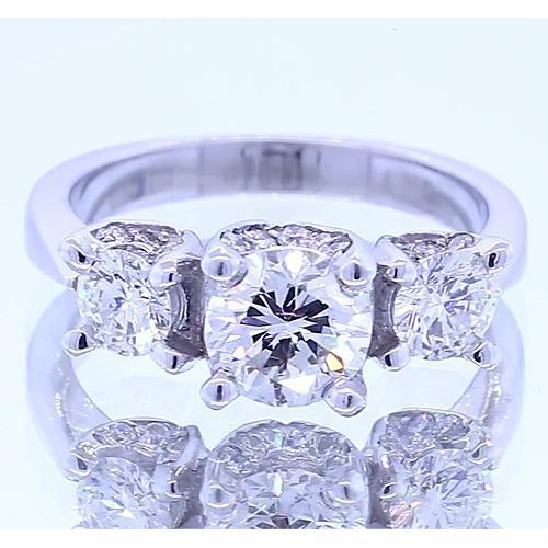 1,50 Karaat Echt Diamant Drie Stenen Verlovingsring 4 Prong Set Sieraden