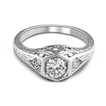 1,50 Karaat Echt Diamanten Antieke Look Trouwring Wit Goud 14K