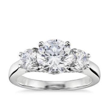 1,50 Karaat Ronde Geslepen Echt Diamant 3 Stenen Trouwring Wit Goud 14K