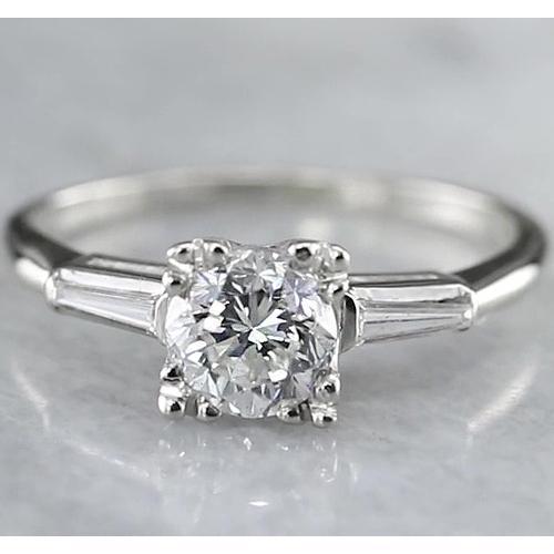 1,50 Karaat Ronde Natuurlijk Diamanten Ring Met Drie Stenen Stokbrood Wit Goud 14K