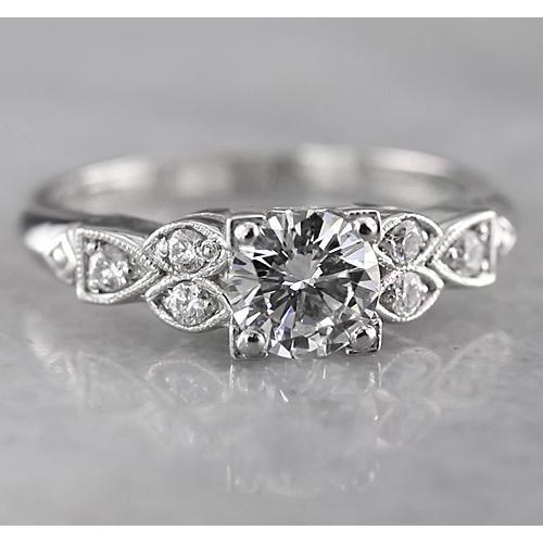1,50 Karaat Ronde Natuurlijk Diamanten Verlovingsring Antieke Stijl Wit Goud 14K