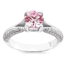 Afbeelding in Gallery-weergave laden, 1,51 ct roze saffier witte ronde edelsteen verlovingsring
