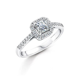 1,58 Karaat Echt Diamanten Jubileumring Halo-Tandenset Wit Goud 14K
