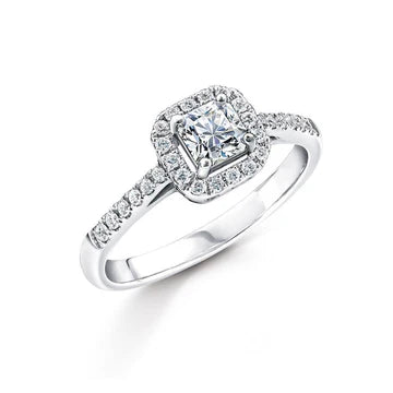 1,58 Karaat Echt Diamanten Jubileumring Halo-Tandenset Wit Goud 14K