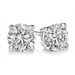 1,5 Ct Prong Set Ronde Natuurlijk Diamond Stud Earring Massief Wit Goud 14K