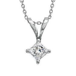 1,5 Ct Sprankelende Prinses Geslepen Echtdiamanten Hanger Ketting Met Tanden