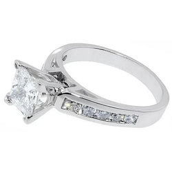 1,5 Karaat Prinses Geslepen Echt Diamanten Ring Antiek Look Wit Goud 14K