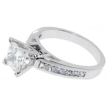 1,5 Karaat Prinses Geslepen Echt Diamanten Ring Antiek Look Wit Goud 14K