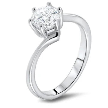 1,60 Ct Solitaire Witgouden Ronde Geslepen Echt Diamanten Trouwring