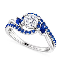 Afbeelding in Gallery-weergave laden, 1,65 Karaat Blauwe Saffier Echt Diamanten Ring
