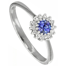 Afbeelding in Gallery-weergave laden, echte round tanzaniet 1.65karaat ring close-up detail
