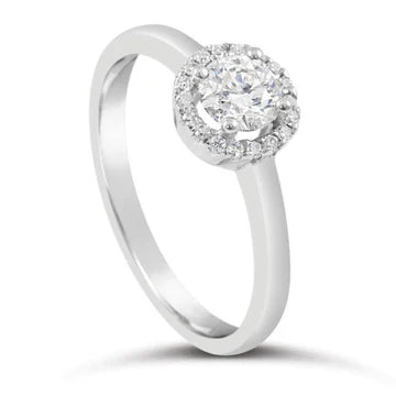 1,65 Karaat Echt Diamanten Halo Trouwring Wit Goud