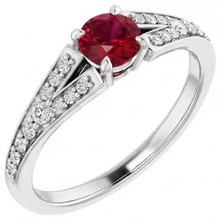 Afbeelding in Gallery-weergave laden, 1,75 karaat gespleten schacht ronde robijn ring wit goud 14K
