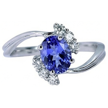 Afbeelding in Gallery-weergave laden, 1,75 karaat ovale tanzaniet &amp; ronde Natuurlijke echte diamanten ( niet in een laboratorium gekweekt ) ring edelsteen sieraden
