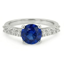 Afbeelding in Gallery-weergave laden, echte round saffier 1.75karaat ring zijaanzicht
