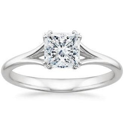 1,75 Ct Solitaire Prinses Geslepen Echt Diamanten Jubileumring Wit Goud 14K