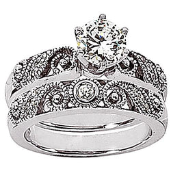 1,75 Karaat Echt Diamanten Verlovingsring Set Vintage Stijl Wit Goud 14K