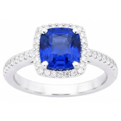 1,80 ct kussen gesneden Sri Lanka saffier edelsteen ring Natuurlijke echte diamanten ( niet in een laboratorium gekweekt ) sieraden