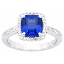 Afbeelding in Gallery-weergave laden, 1,80 ct kussen gesneden Sri Lanka saffier edelsteen ring Natuurlijke echte diamanten ( niet in een laboratorium gekweekt ) sieraden
