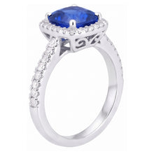 Afbeelding in Gallery-weergave laden, 1,80 ct kussen gesneden Sri Lanka saffier edelsteen ring Natuurlijke echte diamanten ( niet in een laboratorium gekweekt ) sieraden
