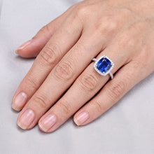 Afbeelding in Gallery-weergave laden, 1,80 ct kussen gesneden Sri Lanka saffier edelsteen ring Natuurlijke echte diamanten ( niet in een laboratorium gekweekt ) sieraden
