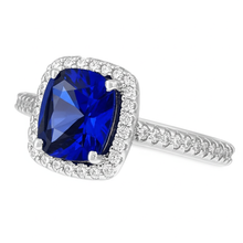 Afbeelding in Gallery-weergave laden, 1,80 ct kussen gesneden Sri Lanka saffier edelsteen ring diamanten sieraden
