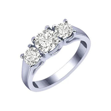 1,80 Karaat Drie Stenen Ronde Echt Diamanten Trouwring Wit Goud 14K
