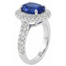 Afbeelding in Gallery-weergave laden, echte round tanzaniet 1.85karaat ring close-up detail
