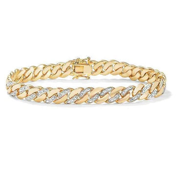 1,85 Karaat 14K Geelgouden Ronde Echt Diamanten Herenarmband