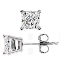 Afbeelding in Gallery-weergave laden, GIA-gecertificeerd Echte 1,92 Ct 4-Tanden Set Prinses Geslepen Echt Diamanten Oorknopjes Wit Goud
