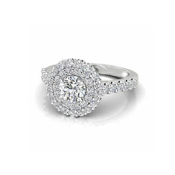 1,95 Karaat Ronde Halo Echt Diamanten Trouwring