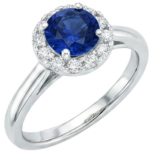 Afbeelding in Gallery-weergave laden, 2.10 Karaat Ronde Ceylon Blauwe Saffier En Diamanten Ring Wit Goud 14K
