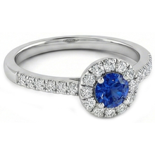 Afbeelding in Gallery-weergave laden, echte round saffier 2.10karaat ring close-up detail
