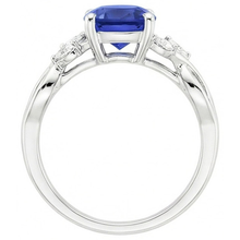 Afbeelding in Gallery-weergave laden, 2.10 karaat Ceylon saffier en Natuurlijke echte diamanten ( niet in een laboratorium gekweekt ) ring 14K witgoud
