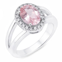 Afbeelding in Gallery-weergave laden, 2.16 Ct. Ovale roze centrum saffier trouwring met edelsteen
