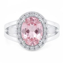 Afbeelding in Gallery-weergave laden, 2.16 Ct. Ovale roze centrum saffier trouwring met edelsteen
