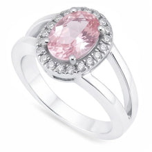 Afbeelding in Gallery-weergave laden, 2.16 Ct. Ovale roze centrum saffier trouwring met edelsteen

