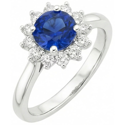 2.20 Karaat Ronde Ceylon Saffier Ring Diamanten Sieraden Goud Wit 14K