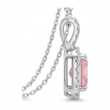 Afbeelding in Gallery-weergave laden, Roze diamanten ketting 2,25 karaat labgekweekt radiant halo hanger 14K Witgoud
